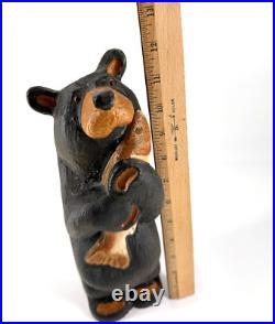 Big Sky Carvers Bear Fish 12 hand carved Wood MONTANA HANDMADE Hugging the fish
