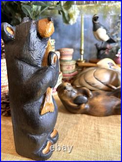 Big Sky Carvers Bear Fish 12 hand carved Wood MONTANA HANDMADE Hugging the fish