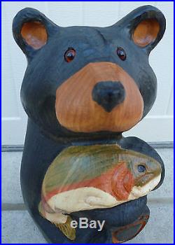 Big Sky Carvers Bear Fish Trout Solid Wood Carving 15 Bearfoots Jeff Fleming