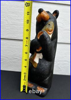 Big Sky Carvers Bear Holding a Fish Jeff Fleming Hand Carved Sculpture 12 -USA