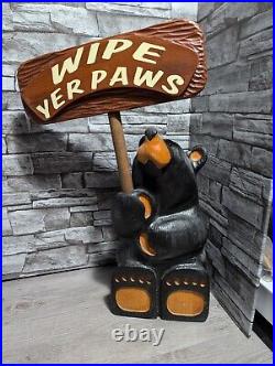 Big Sky Carvers Bearfoots 15-21.5 Wipe Yer Paws Wood Carved Bear Sculpture