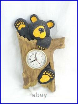 Big Sky Carvers Bearfoots Bear In Log Wall Clock Jeff Fleming Retired