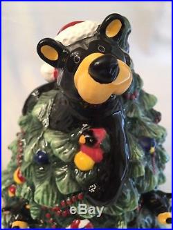 Big Sky Carvers Bearfoots Bear Tree Cookie Jar by Jeff Fleming Christmas EUC