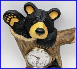 Big Sky Carvers Bearfoots Bear Wall Clock Jeff Fleming Retired Rustic Log Tree