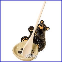 Big Sky Carvers Bearfoots Black Bear Ceramic Spoon Holder Spoon Rest
