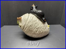 Big Sky Carvers Bearfoots Black Bear On Bee Hive Cookie Jar Jeff Fleming Rare