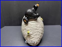 Big Sky Carvers Bearfoots Black Bear On Bee Hive Cookie Jar Jeff Fleming Rare