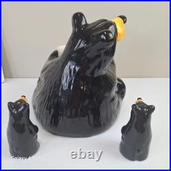 Big Sky Carvers Bearfoots Black Bear Utensil Holder Salt Pepper Shaker Set