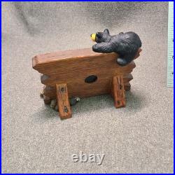 Big Sky Carvers Bearfoots The Mountains Are Calling Bear Desk Clock Tested/Works