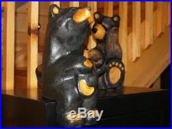 Big Sky Carvers Bears 16 solid wood bear sitting Big Bear smooth dark black fur
