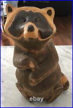 Big Sky Carvers Bears Raccoon Emily Rare And Vintage Wood Carved