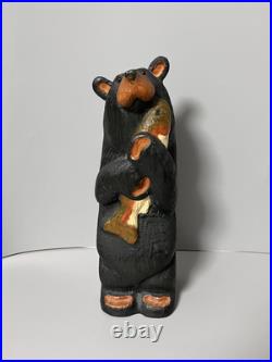 Big Sky Carvers Bears by Jeff Fleming Black Bear with Salmon Fish Hand Carved Wood