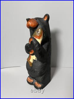 Big Sky Carvers Bears by Jeff Fleming Black Bear with Salmon Fish Hand Carved Wood