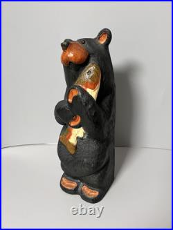 Big Sky Carvers Bears by Jeff Fleming Black Bear with Salmon Fish Hand Carved Wood