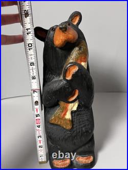 Big Sky Carvers Bears by Jeff Fleming Black Bear with Salmon Fish Hand Carved Wood