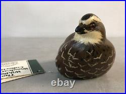 Big Sky Carvers Bobwhite Quail Pine Wood Sculpture Figure Signed Larry Houser