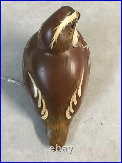 Big Sky Carvers Bobwhite Quail Pine Wood Sculpture Figure Signed Larry Houser