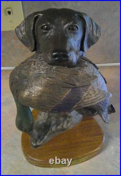 Big Sky Carvers Bradford Williams The Mentor Hunting Dog & Duck Sculpture