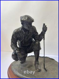 Big Sky Carvers Bronze Man Kneeling Golfer Golfing Golf Statue Approx 5 Tall