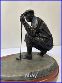 Big Sky Carvers Bronze Man Kneeling Golfer Golfing Golf Statue Approx 5 Tall