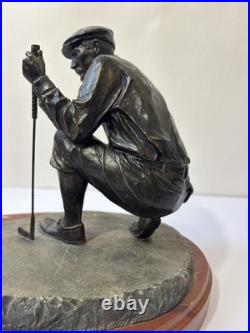 Big Sky Carvers Bronze Man Kneeling Golfer Golfing Golf Statue Approx 5 Tall