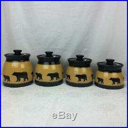 Big Sky Carvers Brushwerks Bear Canister Set of 4 Stoneware Excellent Condition
