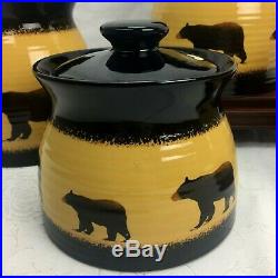 Big Sky Carvers Brushwerks Bear Canister Set of 4 Stoneware Excellent Condition