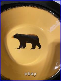 Big Sky Carvers Brushwerks Stoneware Serving Bowl Set 13 and 11 Bear Dishes