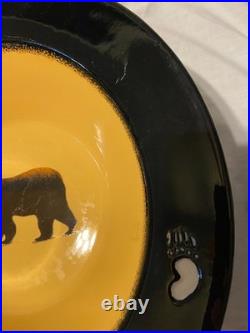 Big Sky Carvers Brushwerks Stoneware Serving Bowl Set 13 and 11 Bear Dishes