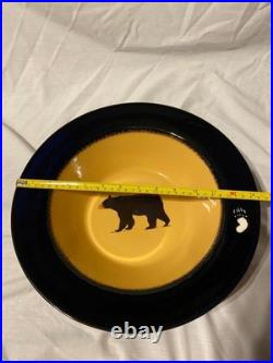 Big Sky Carvers Brushwerks Stoneware Serving Bowl Set 13 and 11 Bear Dishes