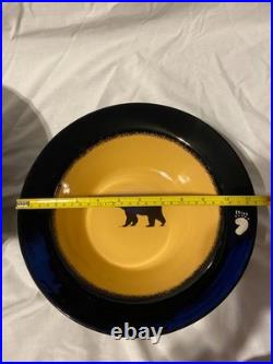 Big Sky Carvers Brushwerks Stoneware Serving Bowl Set 13 and 11 Bear Dishes