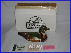 Big Sky Carvers CL Wood Duck Hand Carved Duck Decoy Signed Crafted 2004 with Box