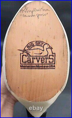 Big Sky Carvers Canadian Goose Wooden Carved Painted Decoy Signed By Artist