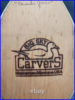 Big Sky Carvers Canadian Goose Wooden Carved Painted Decoy Signed By Artist