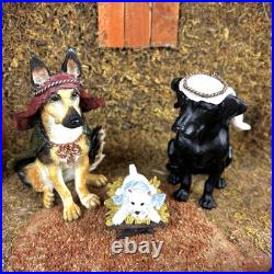 Big Sky Carvers Canine Dog Christmas Nativity 9-Piece Set Plus Wooden Manger