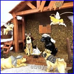 Big Sky Carvers Canine Dog Christmas Nativity 9-Piece Set Plus Wooden Manger