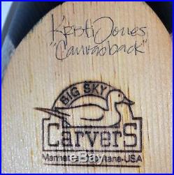 Big Sky Carvers Canvasback Duck Decoy Hand Carved Wood Signed Kristi Jones