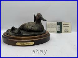 Big Sky Carvers Canvasback FigurineHideaway Bronze on Wood Base WithCOA 10x5