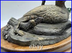 Big Sky Carvers Canvasback FigurineHideaway Bronze on Wood Base WithCOA 10x5