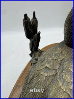 Big Sky Carvers Canvasback FigurineHideaway Bronze on Wood Base WithCOA 10x5