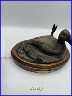 Big Sky Carvers Canvasback FigurineHideaway Bronze on Wood Base WithCOA 10x5