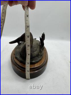 Big Sky Carvers Canvasback FigurineHideaway Bronze on Wood Base WithCOA 10x5