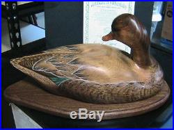 Big Sky Carvers Carved Wooden Female Duck withTwo Babies at Her Side #'d 434/450