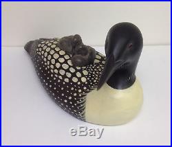 Big Sky Carvers Carved Wooden Loon Babies on Her Back Masters Edition Signed