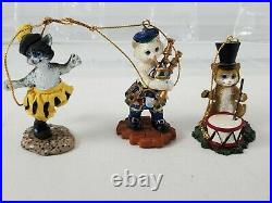 Big Sky Carvers Cats and Birds 12 Days of Christmas Ornament Set in box Rare
