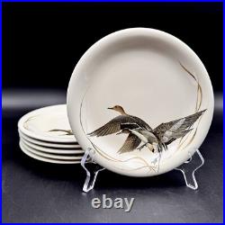 Big Sky Carvers DUCKS UNLIMITED 7.5 Salad Plates SET/6 Stoneware Vintage RARE