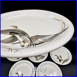 Big Sky Carvers DUCKS UNLIMITED 7.5 Salad Plates SET/6 Stoneware Vintage RARE
