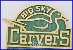 Big Sky Carvers Dealer Display Store Sign Plaque Green & Gold Super Rare NICE