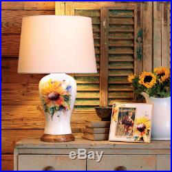 Big Sky Carvers Dean Crouser Sunflower Flower Porcelain Table Lamp & Shade