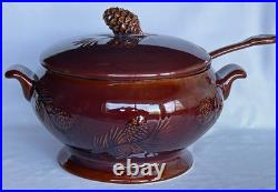 Big Sky Carvers Deep Reddish Brown Pine Cone Soup Tureen with Lid & Serving Ladle